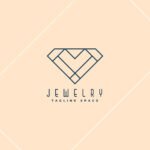 minimal jewelry diamond logo in line style vector design